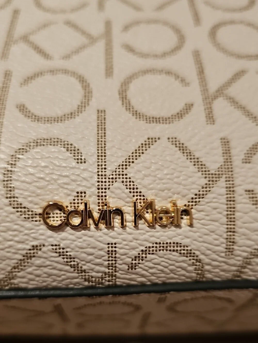 Calvin Klein White & Tan Logo Dome Crossbody Bag